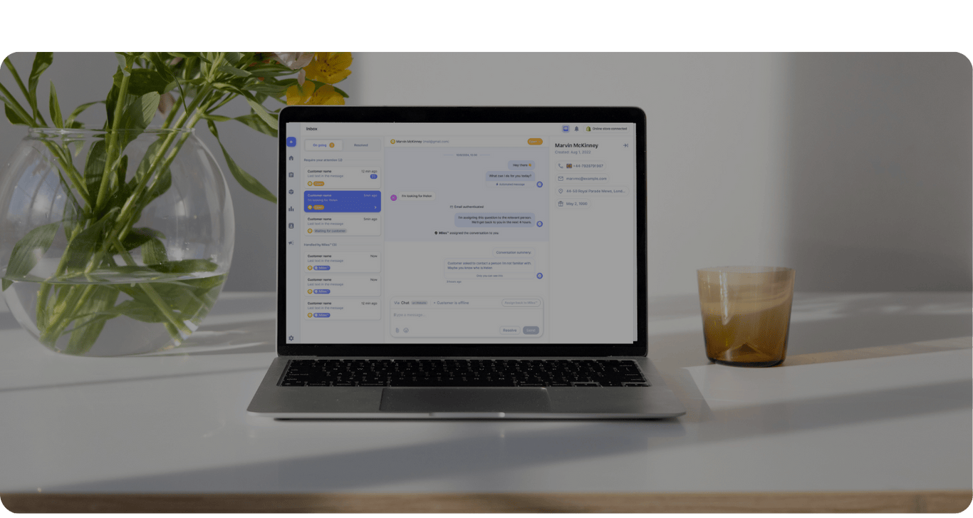 Laptop showing a unified customer inquiry inbox